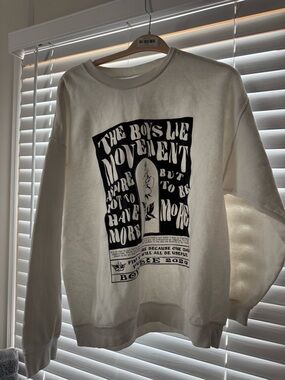 Boys Lie Cream Graphic Crewneck Sweatshirt with Black Print